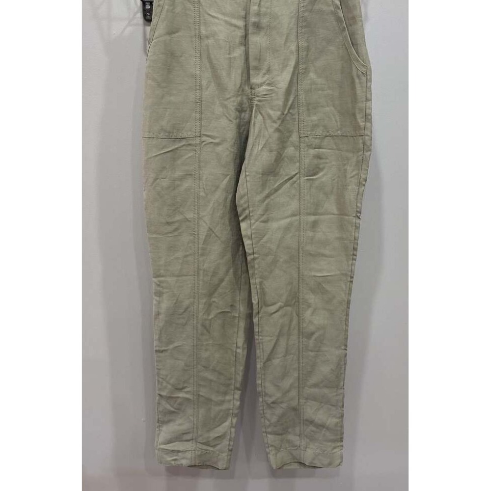 HALSTON Women's Sage green Linen Blend Utility Pants Elastic Waist Size XS